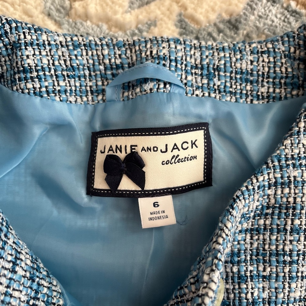 New ✨ Janie and Jack Girls Tweed Blue Blazer Size 6